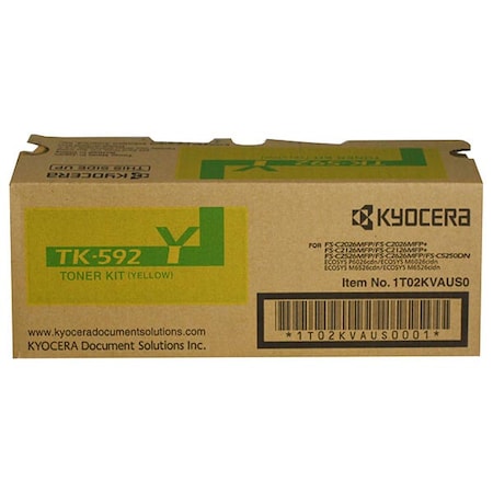 Kyocera Yellow Toner Cartridge + Waste Toner Bottle, 5,000 Yield TK-592Y